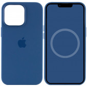 Чехол silicone Case with magsafe 13 Pro Max Dark blue + стекло в подарок!